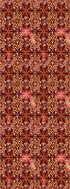 Kırmızı ve kahverengi renklerde altın. Doğum günü kartı, davetiye ya da afiş için iyidir. Raster illüstrasyonu. Kusursuz ortaçağ çiçek deseni. Dekoratif simetri arabesk.