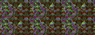 Yeşil ve gri renkli çiçekler. Düz Çiçek Elementleri Tasarımı. Raster illüstrasyonundaki çiçek desenli çizim. Renkli Yaz Teması çizim şablonu.