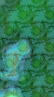 Sanat ilham verici ve mavi renkli çiçekler ve arkasında iz bırakıyor. Yeşil ve mavi el çizimi desen. Raster deseni. Karalama çiçekleri çizim deseni.