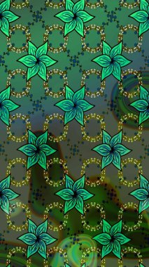 Yeşil ve mavi renkte çiçekler. Çiçekli eskiz deseni. Suluboya çizimi. El çizimi.