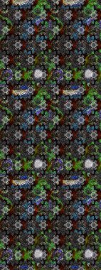 Gri ve siyah renklerde. Çiçekli güzel suluboya desen. Raster illüstrasyonu.