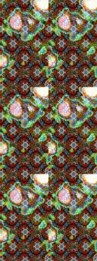 Üzerinde gelincikler ve vadi zambakları olan renkli çiçek desenli nakış deseni. Tekstil tasarımı için geleneksel Raster çiçek buketi yeşil ve kahverengi renkler.