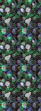 Çiçekli karalama şeklinde Raster çiçek deseni. Gri ve yeşil renkli çiçekler. Nazik, narin çiçek arkaplanı.