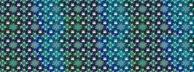 Güzel kumaş deseni. Mavi ve nötr renklerde. Raster illüstrasyonundaki çiçek desenli çizim. Raster illüstrasyonu.