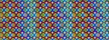 Raster illüstrasyonu. Şirin karalamalı çiçek desenli çizim. Raster illüstrasyonu. Robot resim tarzı mavi ve yeşil renkler. El yapımı çiçek ve bitki koleksiyonu.