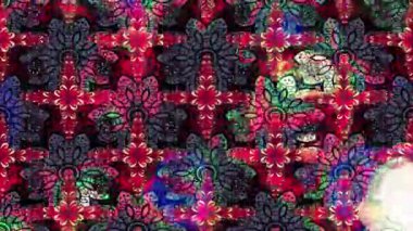 Renkli unsurlarla hareketli arka plan görüntüleri. Çiçekler. Eski model. Bayrak tarzı. Video kaydı. Şablon. Döngü. Kusursuz.. 