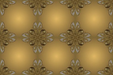 Paisleys zarif çiçek desenli arkaplan duvar kâğıdı çizimi klasik stil, modern 3D çizgili sanat eseri altın bej ve kahverengi desenli çiçek yaprakları ve süslemeleri..