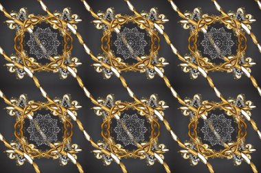 Gri ve kahverengi renklerde, altın elementli, pürüzsüz bir desen. Şam tasarım için kusursuz desen.