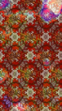 Şirin çiçek elementleri. Taslak desenli, modaya uygun kumaş deseni. Raster illüstrasyonu. Renkli Bahar Teması eskiz kalıbı. Düz Çiçek Elementleri Tasarımı.