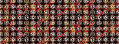 Siyah ve kahverengi renkte çiçekler. Düz Çiçek Elementleri Tasarımı. Raster Illustrasyon 'daki Çiçek Deseni' nin son moda çizimi. Renkli Yaz Teması çizim şablonu.