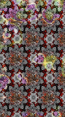 Çiçekli eskiz arkaplanı. Renkli Bahar Teması eskiz kalıbı. Düz Çiçek Elementleri Tasarımı. Çocuk stili.