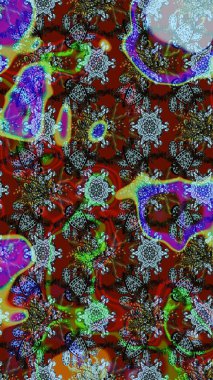 Raster. Kırmızı ve kahverengi renkte güzel çiçekleri olan eskiz deseni, suluboya çiçek deseni, duvar kağıdı, kart veya kumaş için fayanslı.