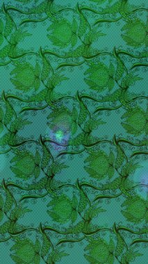 Çiçek. Taslak dekoratif arka plan, çiçek mandala. Raster illüstrasyonu. Yeşil ve mavi renklerde.