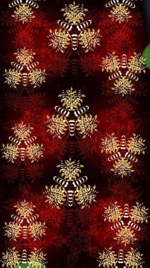 Renkli Bahar Teması eskiz kalıbı. Siyah ve kırmızı renkte çiçekler. Düz Çiçek Elementleri Tasarımı. Çiçekle çizim deseni.