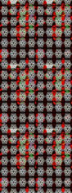 Şatafatlı bahar bahçesi dokusu. Raster illüstrasyonu. Siyah ve gri renkli çiçekler. Siyah ve gri renkte çiçek çizimi. Çiçek deseni.