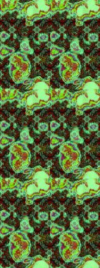 Yeşil ve kahverengi renklerde. 3D çiçekler, eskiz. Raster illüstrasyonu.