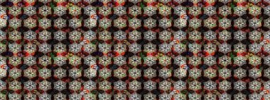 Halk tarzı. Modern çiçek arkaplanı. Parlak renkli çiçekleri ve siyah ve kahverengi renkte yaprakları olan harika bir çiçek deseni. Moda baskıları için zarif bir şablon.