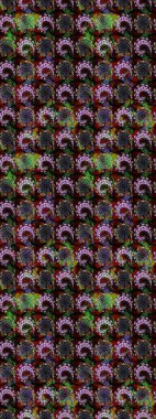 Raster illüstrasyonu. Yumuşak, bahar çiçekleri siyah ve kahverengi renklerde. Çiçek ve yapraklı karalama şeklinde Raster çiçek deseni.