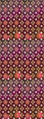 1950-1960 motifleri. Çiçekli ipek eşarp. El çizimi çiçek unsurları olan soyut çizim raster deseni. Kahverengi üzerine kahverengi. Retro tekstil tasarım koleksiyonu.