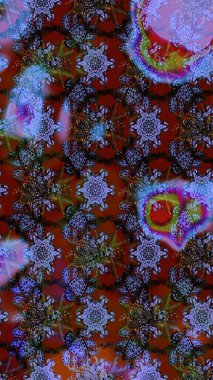 Raster deseni. Bahar çiçekleri dallı desen, kahverengi ve mor renkler çiçekli siluet.