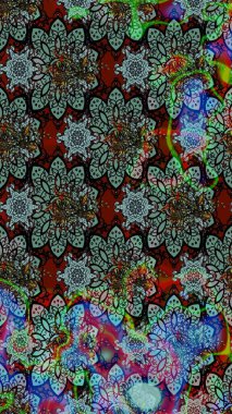 Çiçekli zambakların eskiz geçmişi. Parlak çiçekli kolaj çiçekleri yeşil ve mavi. Çiçek tasarımı için inanılmaz kolaj cennet tarzı..