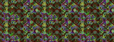 Raster illüstrasyonu. Şirin çiçekli eskiz deseni ve yeşil ve gri renkli yapraklar, suluboya çiçek deseni, duvar kağıdı, kart veya kumaş için fayanslı.