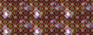 Tekstil tasarımı için kırmızı ve kahverengi renkli geleneksel halk çiçekleri buketi. Üzerinde gelincikler ve vadi zambakları olan renkli çiçek desenli nakış..