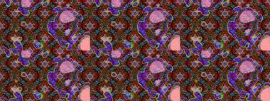 Çiçek buketleriyle klasik bir eskiz şekli. Kahverengi ve kırmızı renklerde. Raster illüstrasyonu.