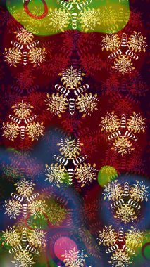 Raster illüstrasyonundaki çiçek desenli çizim. Kahverengi ve kırmızı renkte çiçekler.