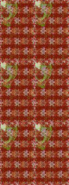 Raster illüstrasyonu. El yapımı çiçek ve bitki koleksiyonu. Robot resim tarzı kırmızı renkler. Raster illüstrasyonu. Sevimli karalama çiçekleriyle kusursuz çiçek deseni..