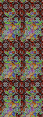 Tekstil için suluboya eskiz deseni. Şirin çiçekli, desenli, gri ve kahverengi renkli bir eskiz deseni. El çizimi çiçek çizimi deseni (fayans)).