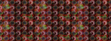 Raster illüstrasyonundaki çiçek desenli çizim. Suluboya tarzında kahverengi ve siyah renkte çiçekler.