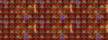 Raster Çiçek İllüstrasyonu 'nun şirin tekstili. Kahverengi ve kırmızı renkte etnik çiçeklerle süslenmiş zarif bir eskiz..