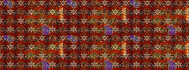 Raster Çiçek İllüstrasyonu 'nun şirin tekstili. Kahverengi ve kırmızı renkte etnik çiçeklerle süslenmiş zarif bir eskiz..