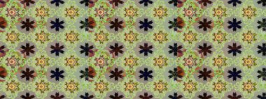 Şirin çiçek elementleri. Robot resim. Raster illüstrasyonu. Tarafsız ve gri renkte çiçekler.