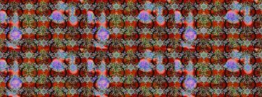 Renkli grunge, soyut arkaplanı kologri ve kahverengi çiçeklerle süslüyor. Nakış desenli çiçek deseni. İzler, kumaş, duvar kağıtları, tekstil için raster dokusu.