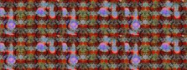 Renkli grunge, soyut arkaplanı kologri ve kahverengi çiçeklerle süslüyor. Nakış desenli çiçek deseni. İzler, kumaş, duvar kağıtları, tekstil için raster dokusu.