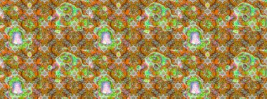 Klasik çiçek tasarımı elementleri. Raster illüstrasyonu. Kahverengi ve yeşil kıvırcık çiçekler kahverengi ve yeşil renklerde.