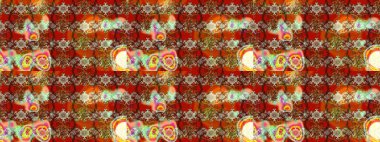 Küçük çiçekte güzel bir desen. Moda baskıları için zarif bir şablon. Küçük renkli çiçekler. Kahverengi ve kırmızı çiçekli bahar çiçekleri. Motley illüstrasyonu.