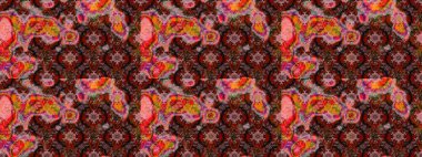 Çiçek desenli eskiz. Kahverengi ve pembe renkli çiçekler. Düz Çiçek Elementleri Tasarım Raster illüstrasyonu. Renkli Bahar Teması çizim şablonu.