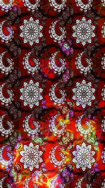 Raster illüstrasyonundaki çiçek desenli çizim. Kırmızı ve kahverengi renkte çiçekler. Renkli Bahar Teması eskiz kalıbı. Düz Çiçek Elementleri Tasarımı.