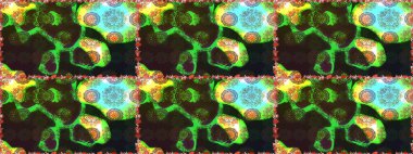 Gri ve yeşil renkli çiçekler. Çiçek deseni. Gri ve yeşil renkte çiçek çizimi. Raster illüstrasyonu. Şatafatlı bahar bahçesi dokusu.