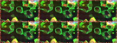 Düz Çiçek Elementleri Tasarımı. Gri ve yeşil renkli çiçekler. Raster illüstrasyonundaki çiçek desenli çizim. Renkli Bahar Teması çizim şablonu.