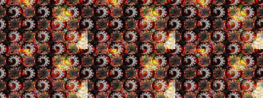 Raster illüstrasyonu. Siyah ve kahverengi renkte çiçekler. Çizim çiçek deseni duvar kağıdı için kullanılabilir.