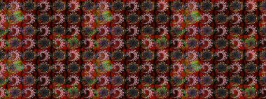 Raster illüstrasyonundaki çiçek desenli çizim. Suluboya tarzında kahverengi ve siyah renkte çiçekler.