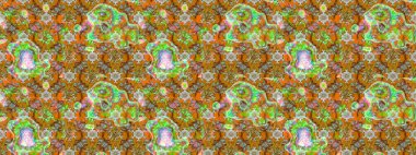 Klasik çiçek tasarımı elementleri. Raster illüstrasyonu. Kahverengi ve yeşil kıvırcık çiçekler kahverengi ve yeşil renklerde.