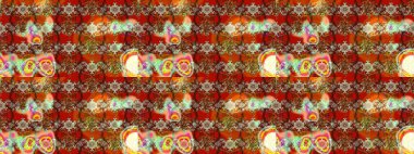 Küçük çiçekte güzel bir desen. Moda baskıları için zarif bir şablon. Küçük renkli çiçekler. Kahverengi ve kırmızı çiçekli bahar çiçekleri. Motley illüstrasyonu.