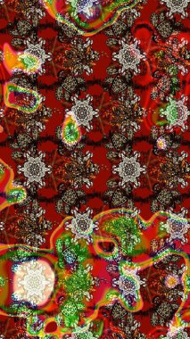 Düz Çiçek Elementleri Tasarımı. Çiçekli eskiz çizimi. Kahverengi ve kırmızı renkte çiçekler. Renkli Yaz Teması çizim şablonu.