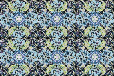 Çiçekli karalama şeklinde Raster çiçek deseni. Nazik, narin çiçek arkaplanı. Hoş renklerde çiçekler.