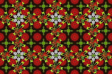 Çiçek deseni. Renkli Bahar Temalı Kusursuz Arkaplan. Raster kusursuz. Güzel kumaş deseni. Düz Çiçek Elementleri Tasarımı.